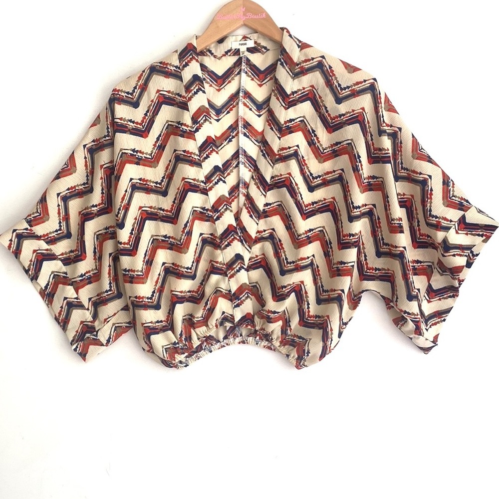 Purse batwing kimono style elastic waist boho top, Size:‎ One Size